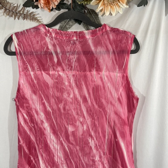 NEW $260 Komarov [ Large ] V-Neck Split Collar Pocket Dress‎ in Pink/White - Picture 9 of 12